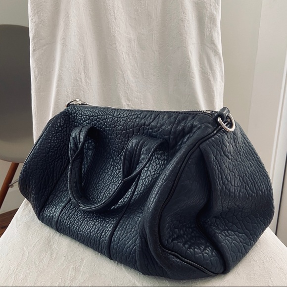 🎁Authentic Alexander Wang Navy Blue Leather Bag w/Studded Bottom 🎁 - Picture 6 of 8